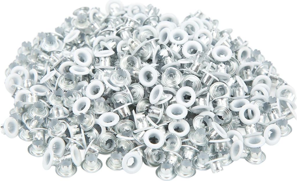 500 Stück Ösen-Ösen, Farbe, runde Kante, feine Verarbeitung, gute Zähigkeit, Metallösen für Schuhe, Kleidung, Weiß