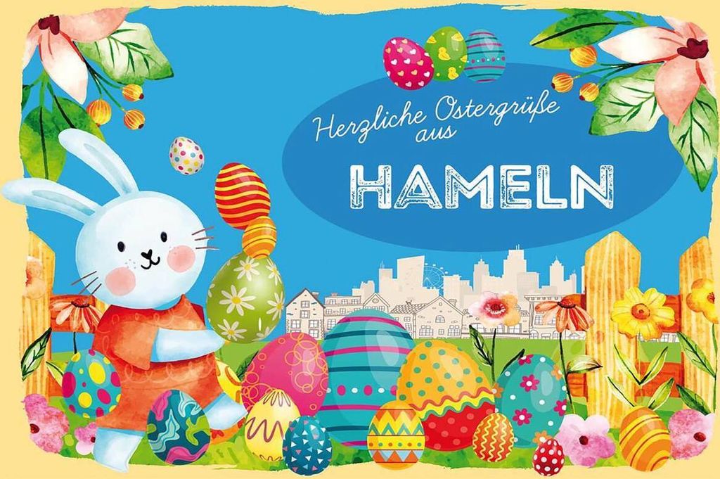 vianmo Holzschild 12x18 cm Ostergrüße HAMELN