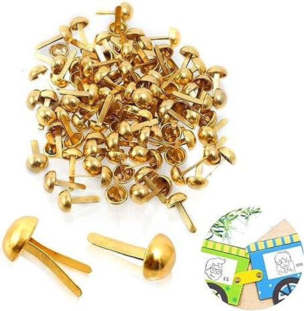 100 Stück Mini Brads Musterbeutelklammern, Musterklammern Metall Papierverschlüsse Splinte Rundkopfklammern Scrapbooking Brads Musterklammern fü...
