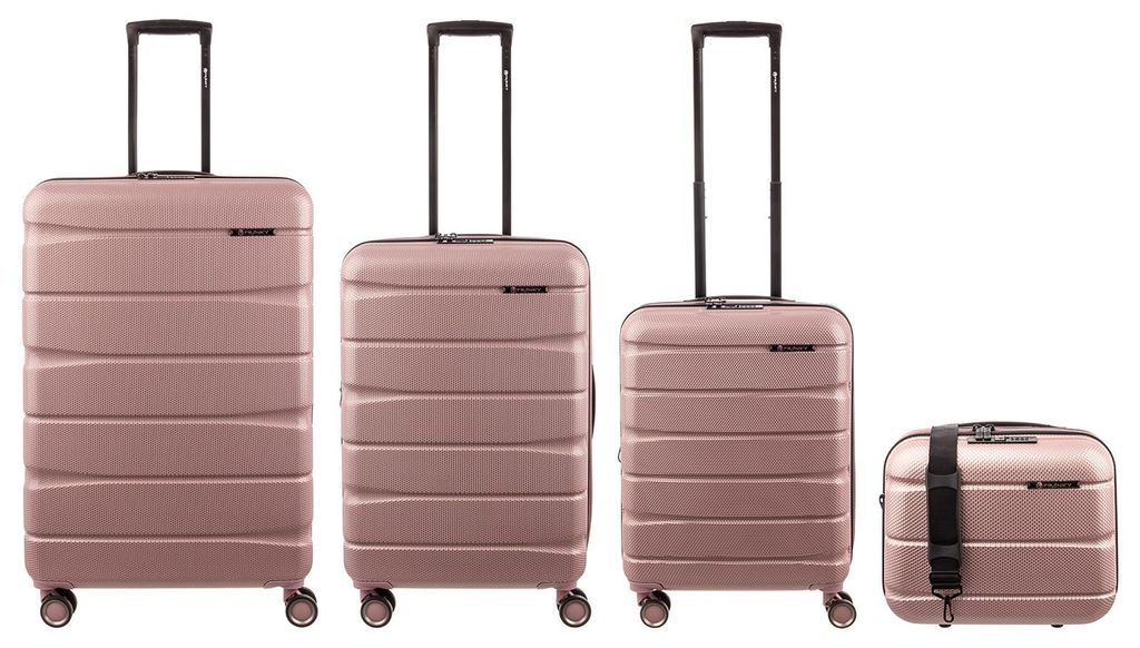 Franky ABS13 76/66/55er + BC Trolley 4er SET Dehnfalte Hartschale shiny rose