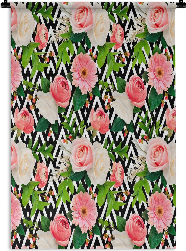 MuchoWow Wandteppich Wandbehang Blumen - Rosen - Rosa 60x90 cm Tapisserie Dekoration Wandtuch - Foto-Teppich - Abwaschbar