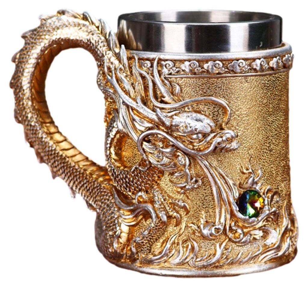 Drachen-Kaffeebecher mit ergonomischem Griff, isolierter Metallglasur, stilvoller Drachenbecher für Heißgetränke, geprägter Drachenbecher, Gesc...