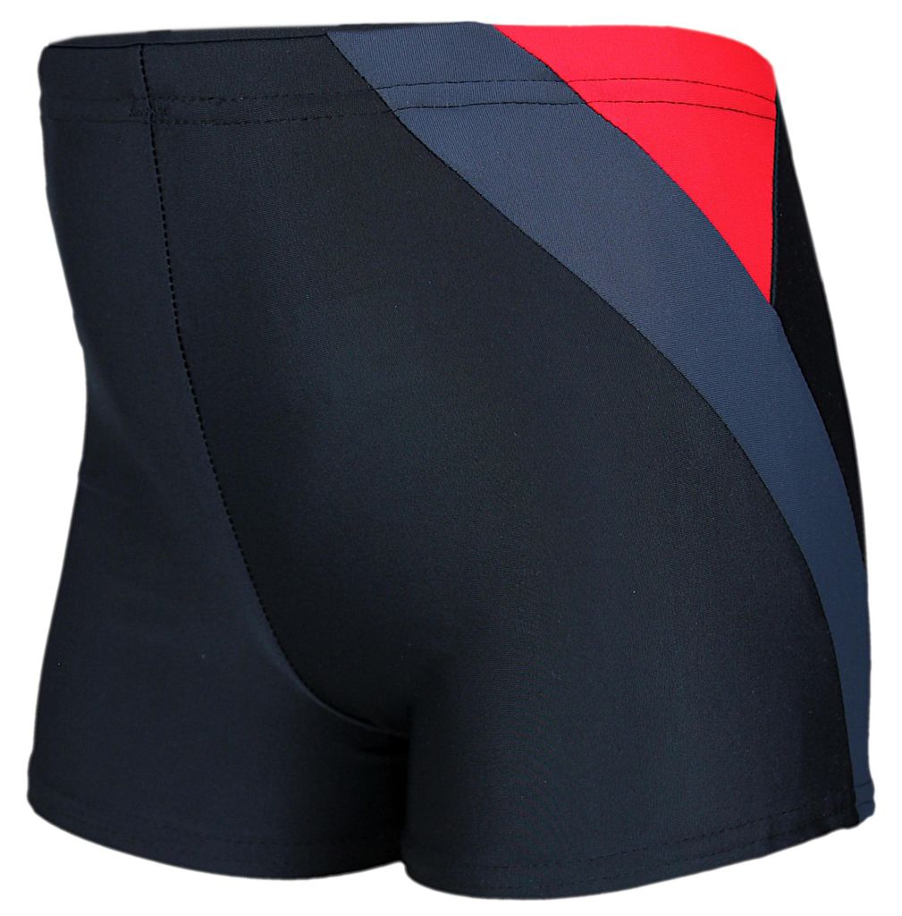 Aquarti Jungen Badehose Gestreift mit Motiven, Farbe: 020 Schwarz/Graphit/Rot, Größe: 146