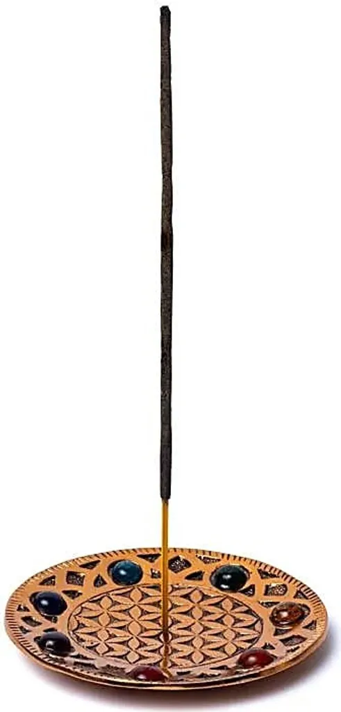 Porte-Encens Fleur de Vie Finition Cuivre 11cm - Lot de 2 Supports Zen
