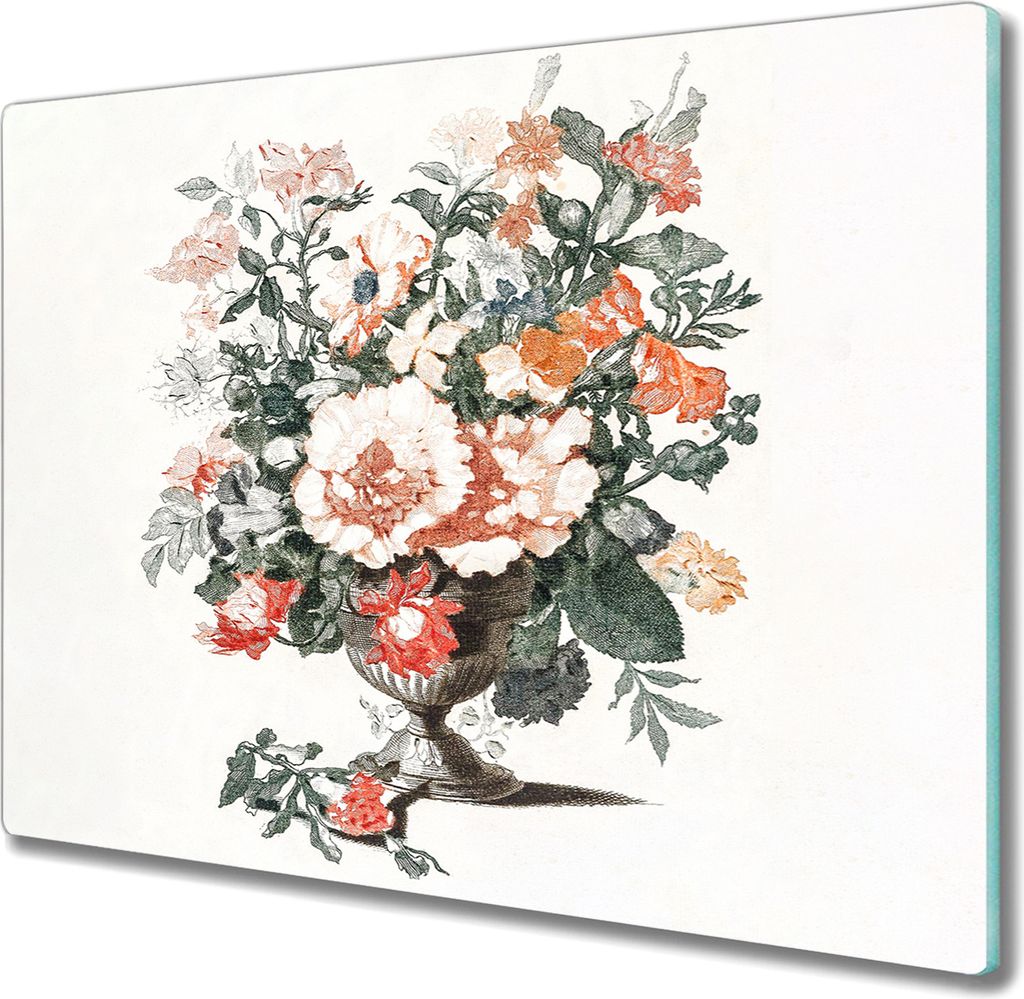 Coloray Kochplattenabdeckung Herdabdeckplatte 60x52 cm Hackbrett Schneidebrett Küchenbrett - Blumen pflanzen