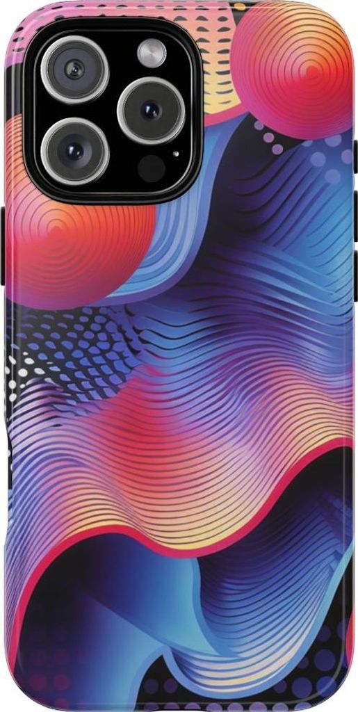 Bunte abstrakte Wellen und Kugeln – Hülle Kompatibel mit iPhone 16 Pro Max