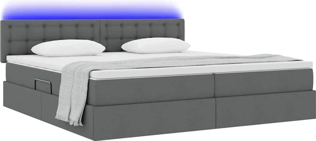 Langlebige Bett mit Stauraum und LED Dunkelgrau 200 x 200cm Polyester - Möbel259598 - Klassische BettenJugendbett Tagesbett