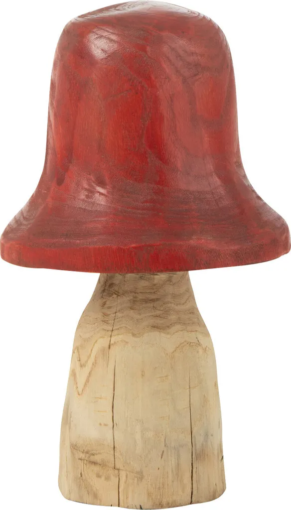 Cloche Champignon J-Line Rouge et Naturel en Verre - Taille Moyen 25cm