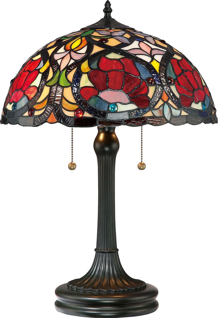 Lampe de table, verre Tiffany, métal, bronze, H 58,4 cm Image du produit 