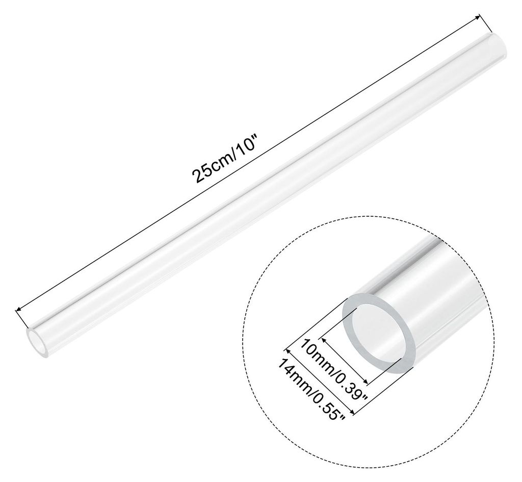 2 Stš¹ck PVC Transparent Rohr, Innendurchmesser 10mm Durchmesser 14mm L?NGE 250mm Acryl Kunststoffrohr fš¹r Lampenbau, Stehlampen, M?bel