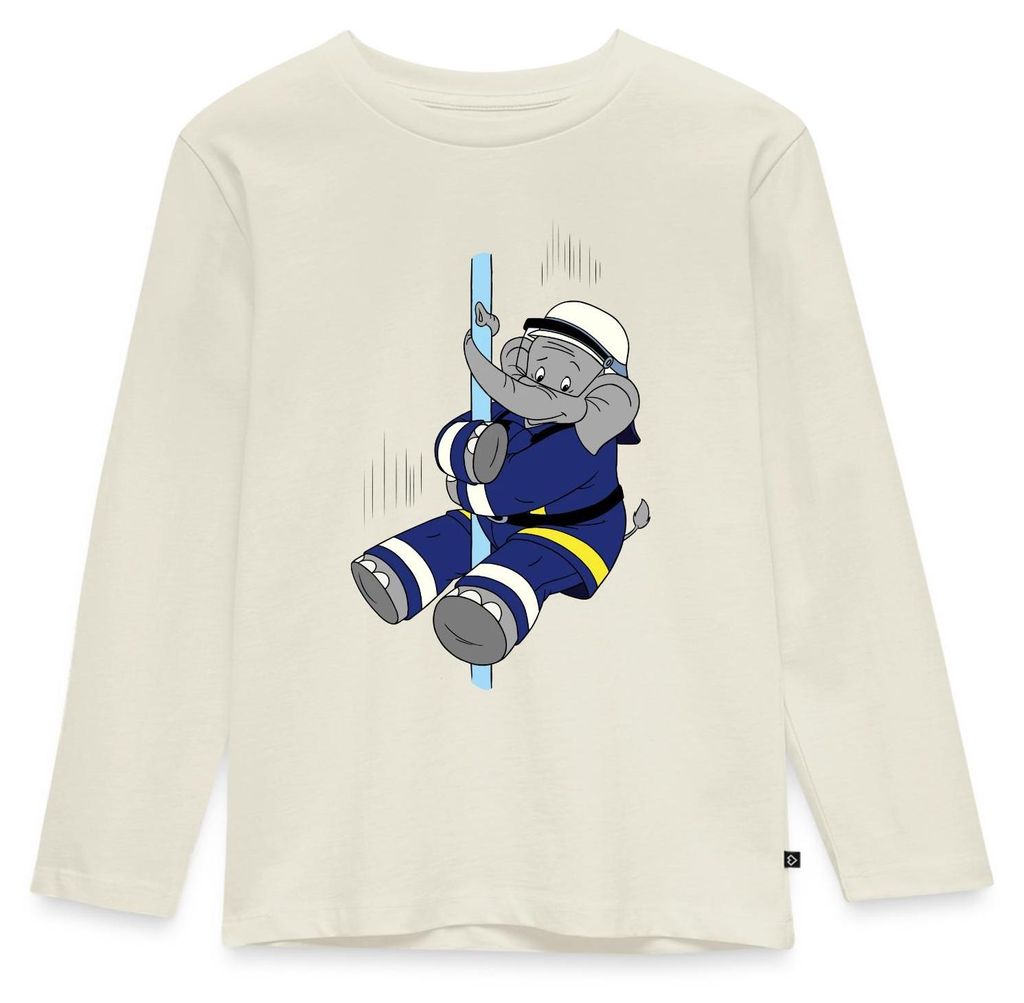 Spreadshirt Benjamin Blümchen Beni Der Feuerwehrmann Kinder Premium Langarmshirt, 122/128 (6 Jahre), Naturweiß