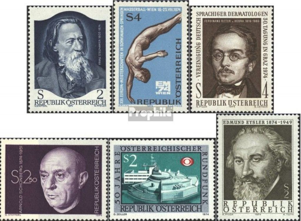Briefmarken Österreich 1974 Mi 1460,1461,1462,1463,1464, 1465 (kompl.Ausg.) gestempelt Sondermarken