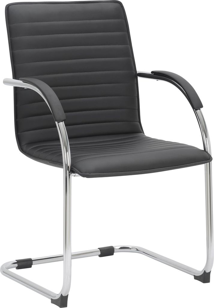 Besucherstuhl HLO-CP114 Kunstleder schwarz