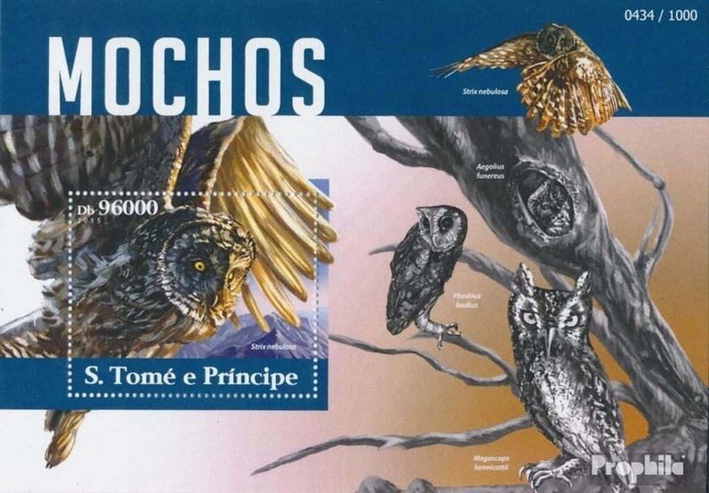 Briefmarken Sao Tome e Principe 2015 Mi Block 1119 (kompl. Ausgabe) postfrisch Eulen