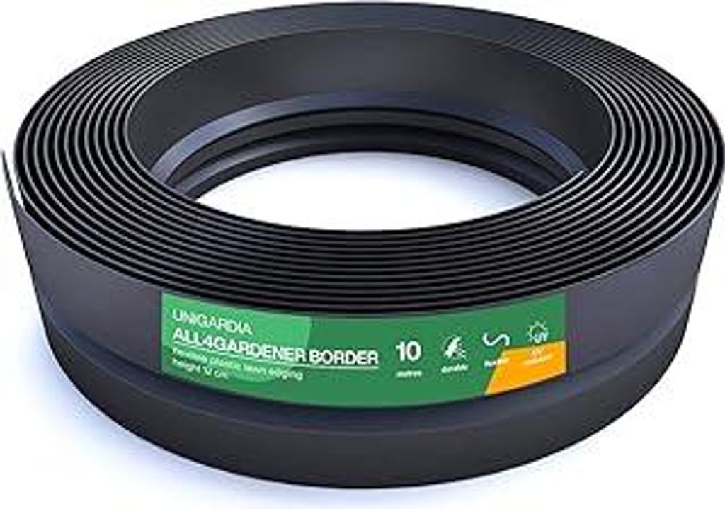 Flexible Rasenkante Kunststoff (10 m, schwarz) - Robustes Stay-in-Place Design - zu Verarbeiten, Min. 30 Jahre Lebensdauer, Unsichtbar - Beeteinfa...