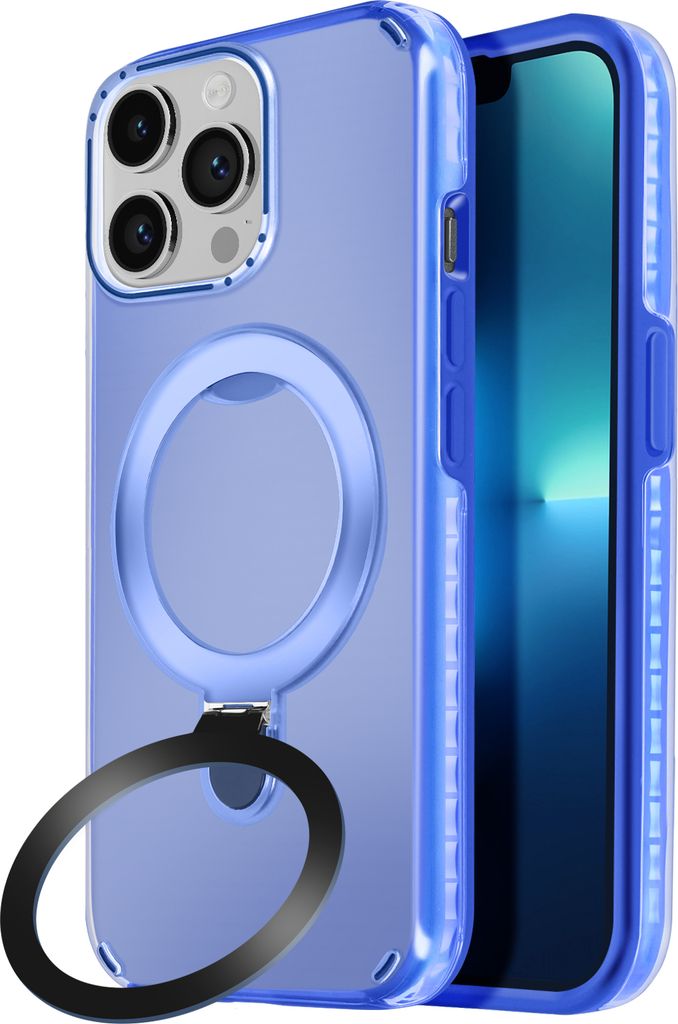 Avizar, MagSafe Hülle für Apple iPhone 13 Pro Max Stoßfest mit Klappständer, Blau