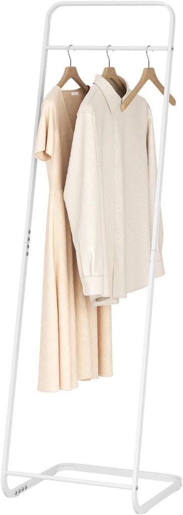 WOLTU Kleiderständer, Garderobenständer L Form, 40x140x40 cm, Metall : Weiß Farbe: Weiß
