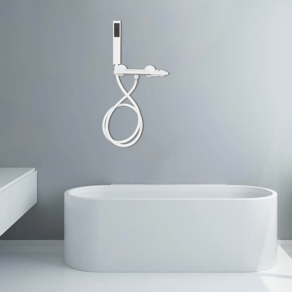 Mitigeur baignoire cascade blanc anti-calcaire, réglage précis d'eau - 4