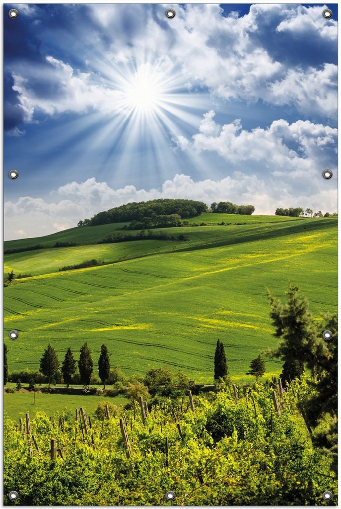 Wallario Outdoor-Poster für Garten oder Balkon, Motiv Strahlender Sonnenschein, in ca. 100 x 150 cm