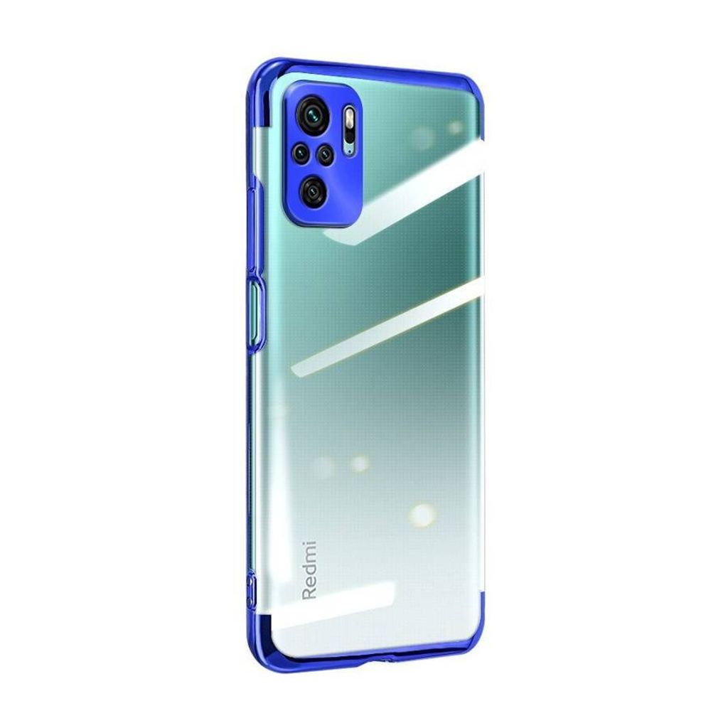 Clear Color Silikon Gel Electroplating frame Handyhülle Schutzhülle für Xiaomi Redmi Note 10 / Redmi Note 10S blau