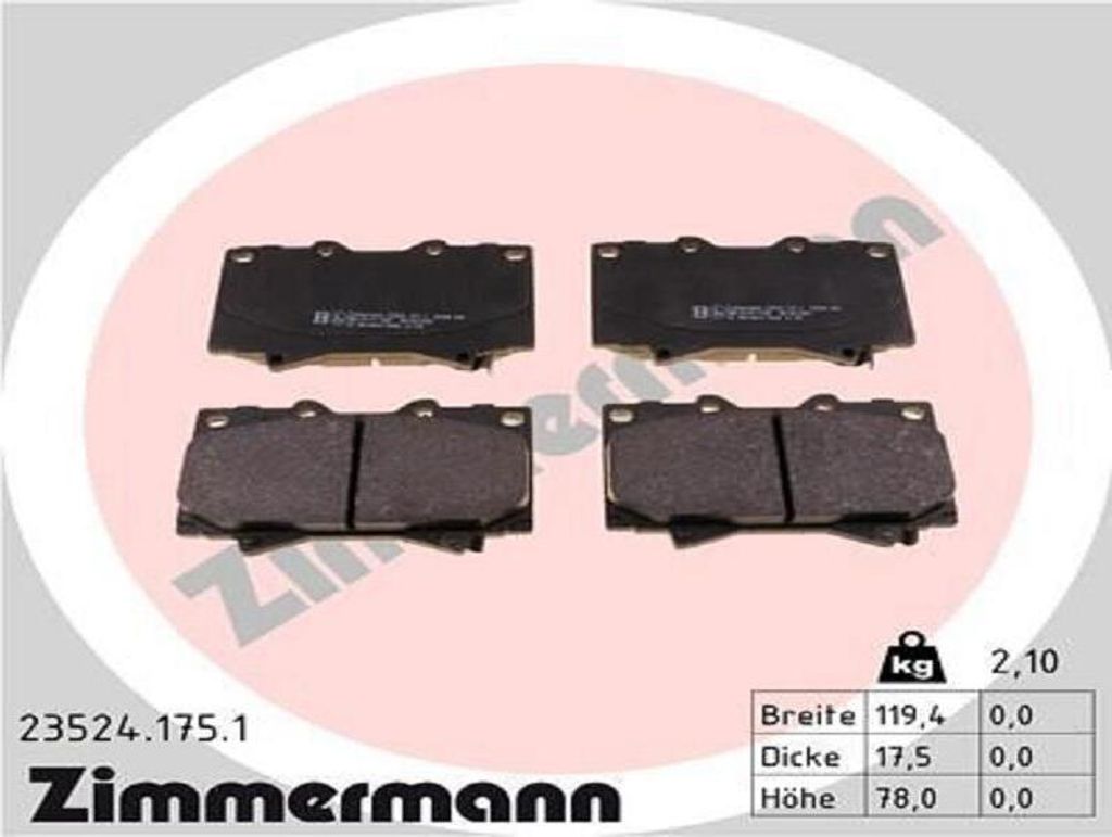 ZIMMERMANN Bremsbeläge Satz Vorne Bremsklötze für TOYOTA LAND CRUISER (PZJ7, KZJ7, HZJ7, BJ7, LJ7, RJ7) 23524.175.1