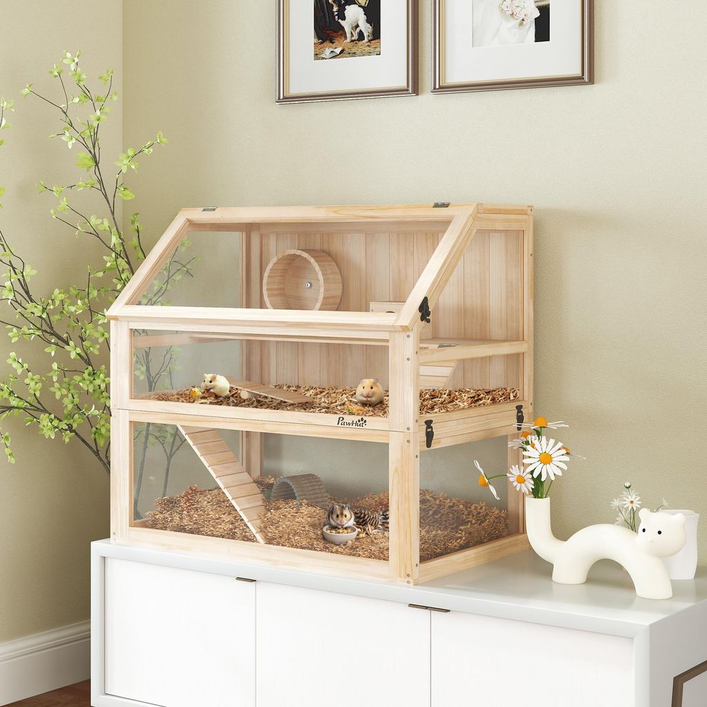 Sweiko Hamsterkäfig aus Holz 3 Etagen Nagarium Nagerkäfig Produktbild 