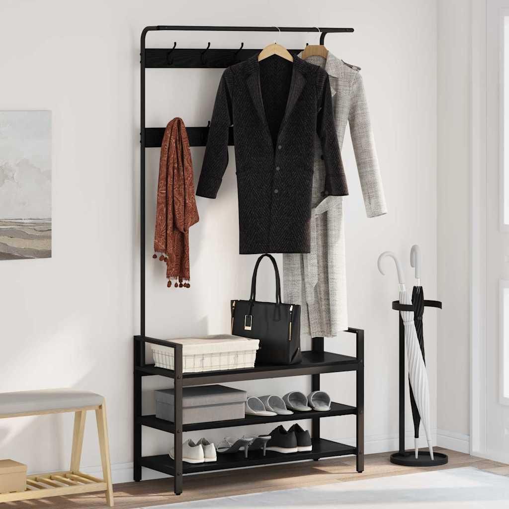 "Schlussverkauf" Kleiderständer moderne-desgin - Garderobe - Schwarz Eichen-Optik 95x34x184 cm C17464