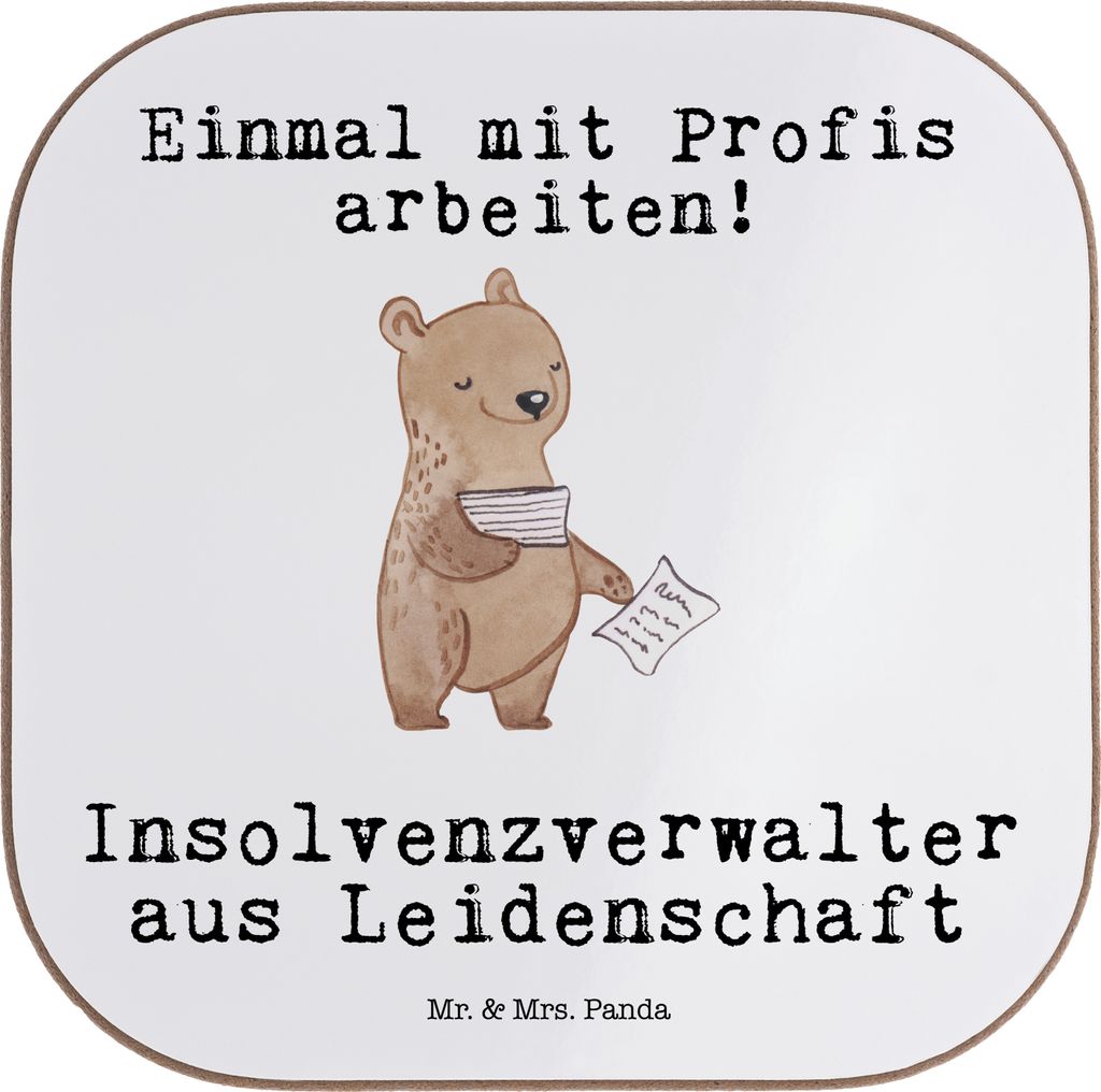 Mr. & Mrs. Panda Untersetzer für Gläser Insolvenzverwalter Leidenschaft - Weiß - Geschenk, Tischuntersetzer, Coaster, Tassenuntersetzer, gläser...