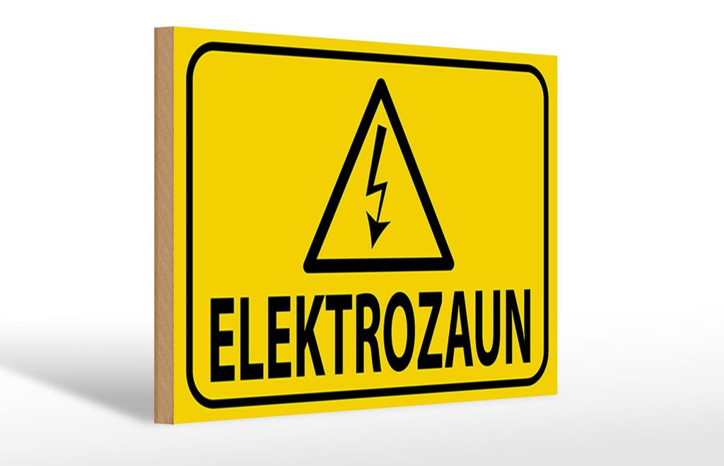 Holzschild Hinweis Elektrozaun, 30 x 20 cm, Holzschilder Bauernhof Landwirt Tiere Achtung