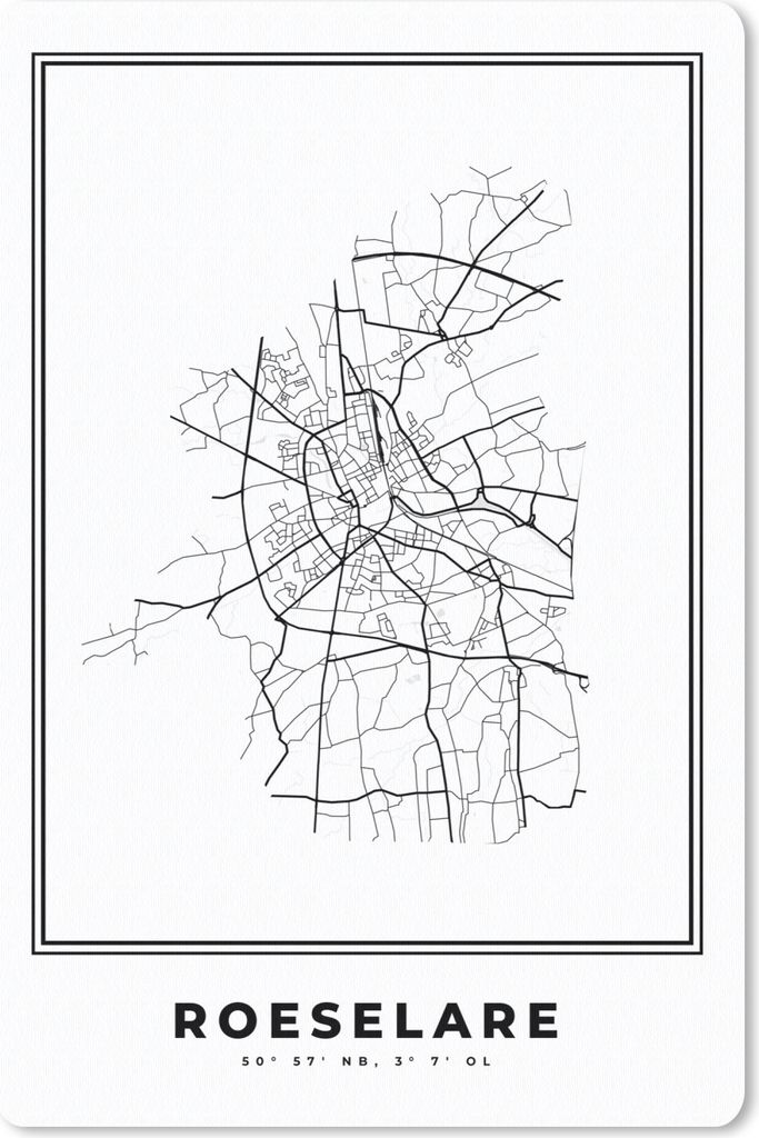 MuchoWow Mauspad Mousepad Karte - Roeselare - Belgien - Schwarz und weiß - Stadtplan 18x27 cm - Mousepads - Maus Mat - Pad - Mausunterlage