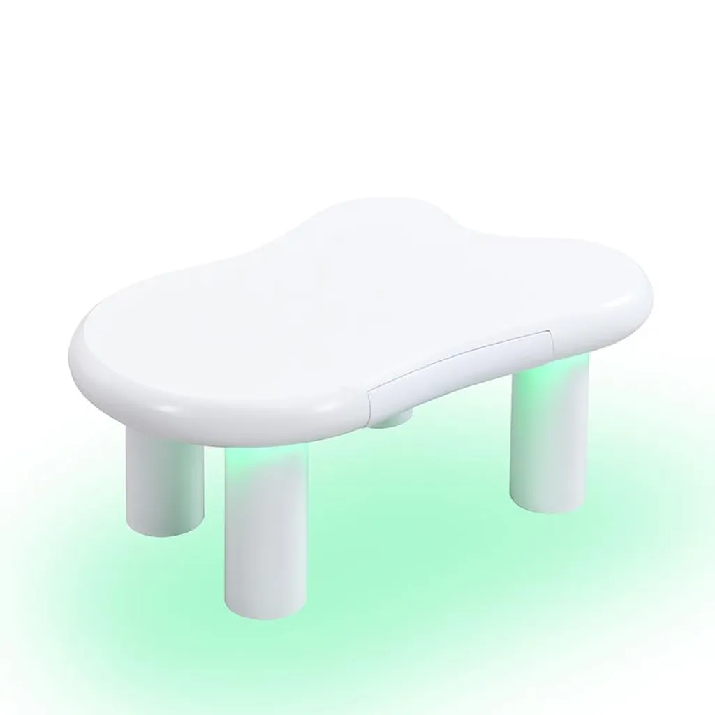 Table basse blanche forme nuage : rangement discret et ambiance LED - 5