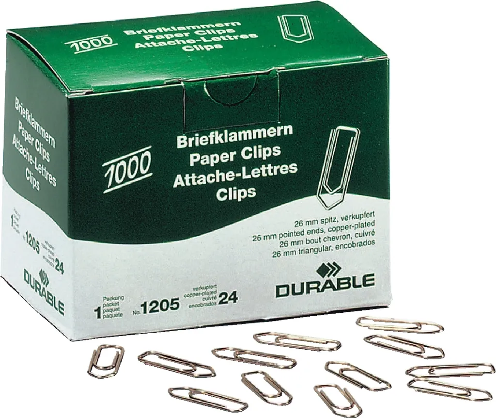 DURABLE Pinces à lettres 26mm cuivré pqt de 12 clips de bureau