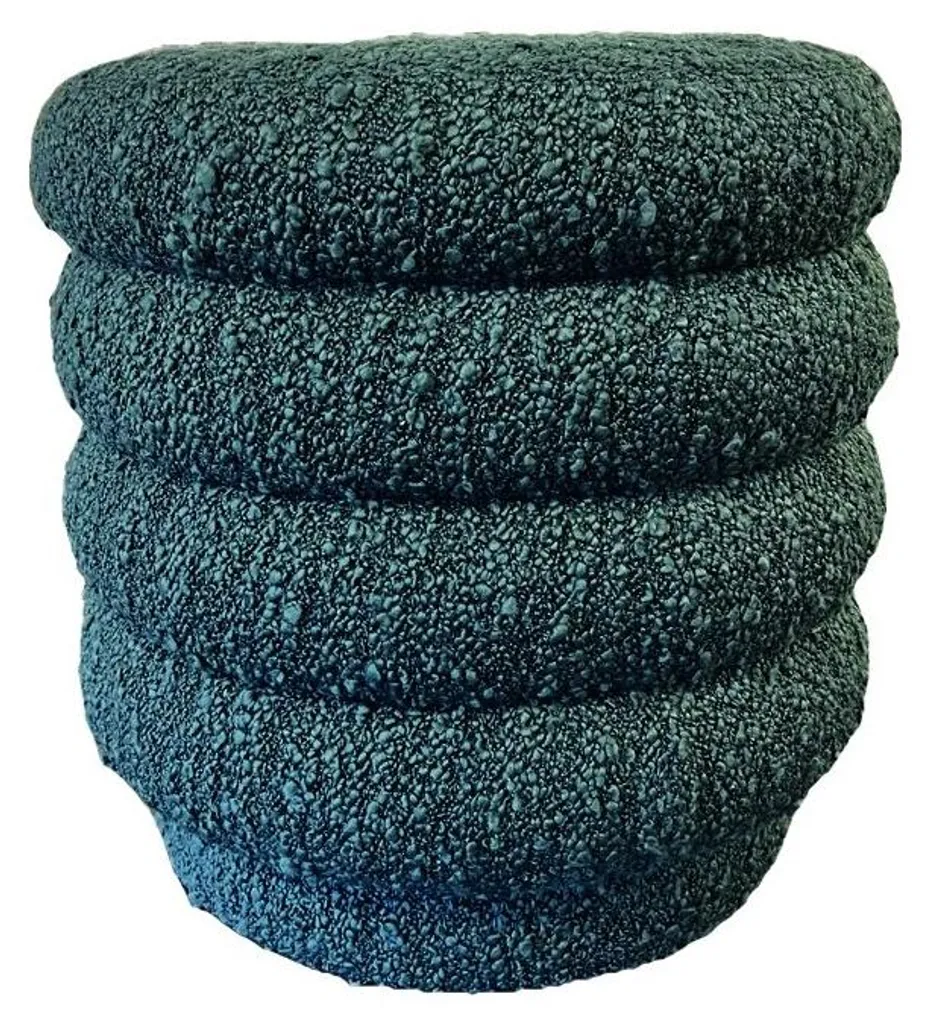 Pouf de table pivotant BIBENDUM : siège d'appoint bouclette vert 45cm