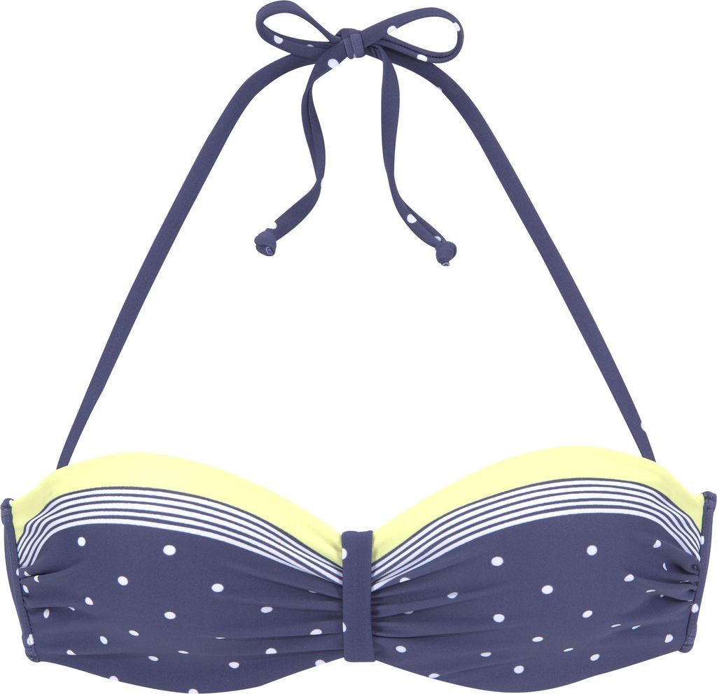 LASCANA Bügel-Bandeau-Bikini-Top blau-gelb-bedruckt Größe 42 Cup E
