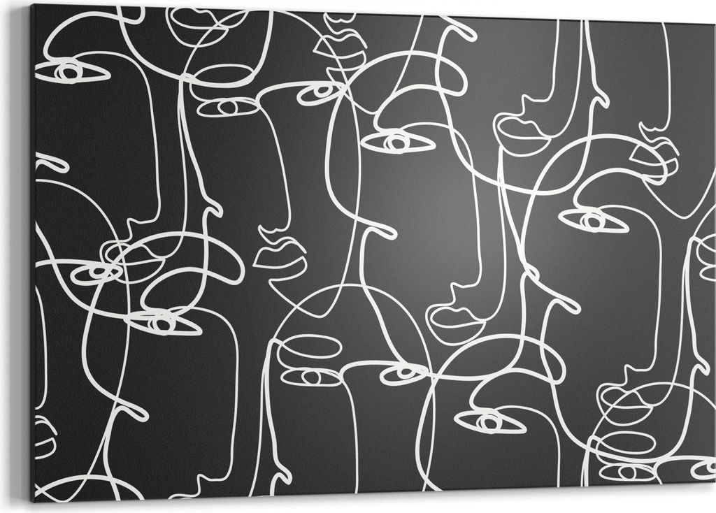 DEQORI Kreidetafel 60x40 cm 'Linien formen Gesichter' Tafel Wandtafel Schreibtafel