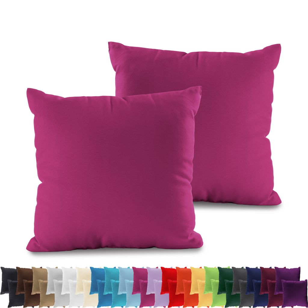 2er PACK JERSEY Kissenbezüge 100% Baumwolle Kissenhülle 160 Gr/m², in Größe: 40x40 cm, in Farbe: Pink