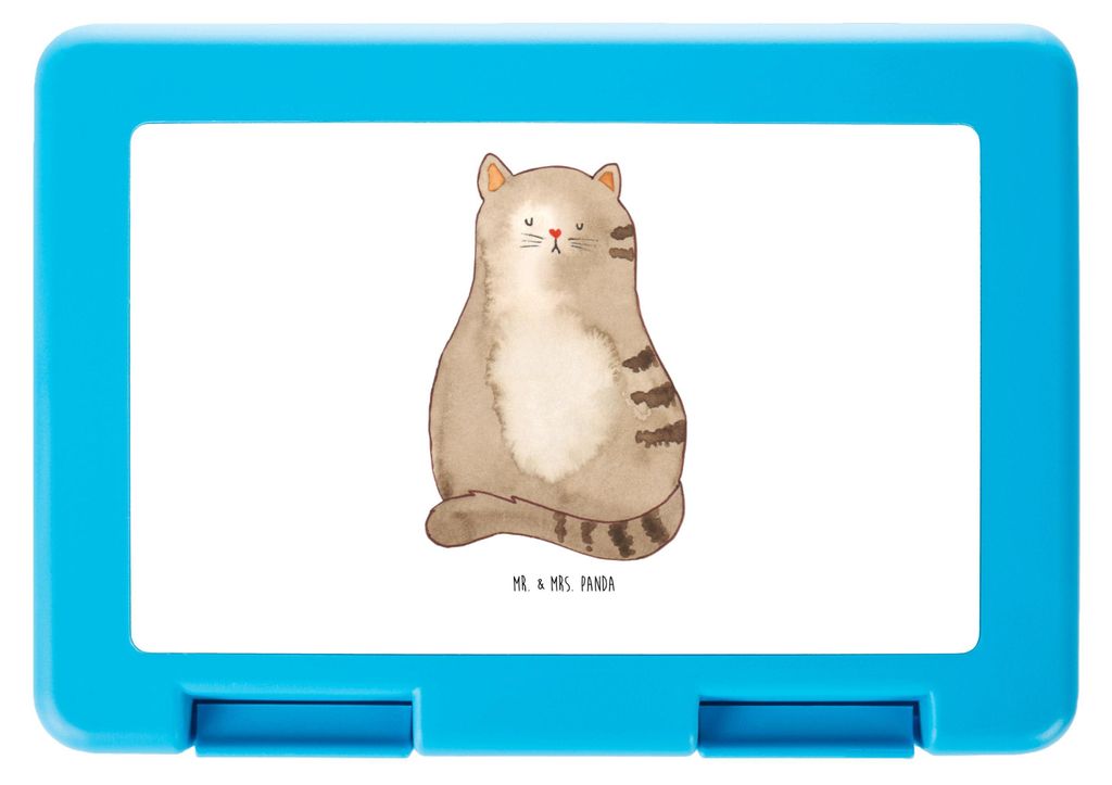 Mr. & Mrs. Panda Bento Box Katze Sitzen - Weiß - Geschenk, Essensbox, Cats, Herz, Lunchbox, Frühstücksbox, Bentobox, Katzen, Vorratsbehälter, Cat