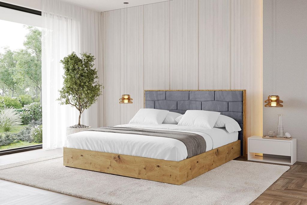 ALTDECOR Polsterbett mit Bettkasten - ENZO8 - 180x200 Dunkelgrau Casablanca- Bett mit Kopfteil, Boxbett ohne Matratze, Doppelbett mit Stauraum