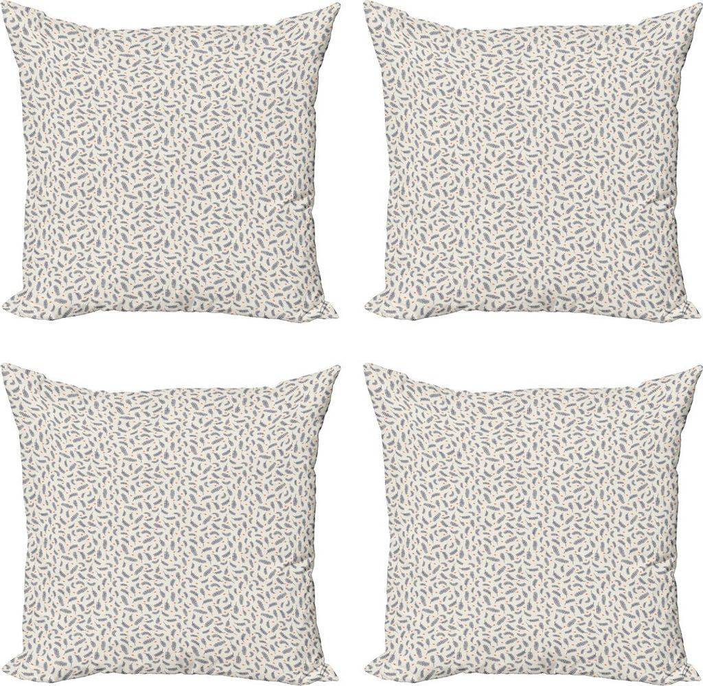 ABAKUHAUS Farn Kissenbezug Set (4 Stück), Sommer Nature Design, Moderner Doppelseitiger Digitaldruck, 50 cm x 50 cm, Dunkles Blau Orange