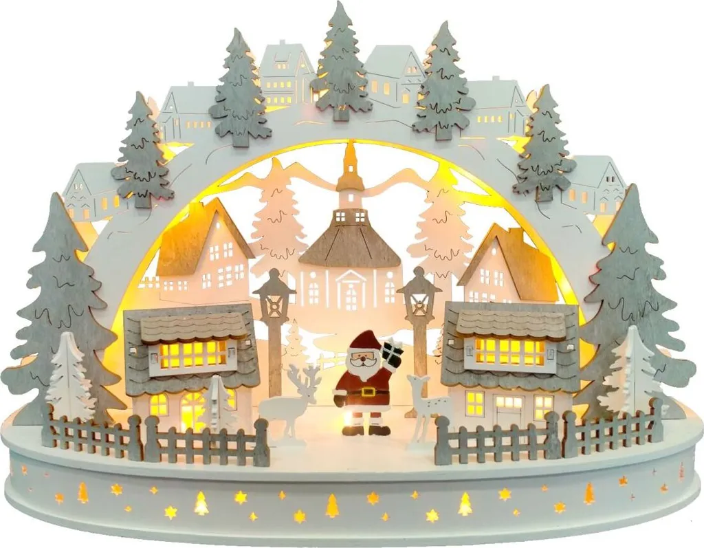 Scène de Noël lumineuse bois pour centre de table Paysage d'hiver