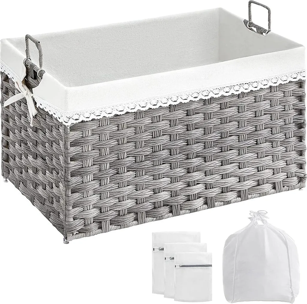 Portabiancheria 75L Grigio Design: Cesta Pieghevole per Bagno Moderno