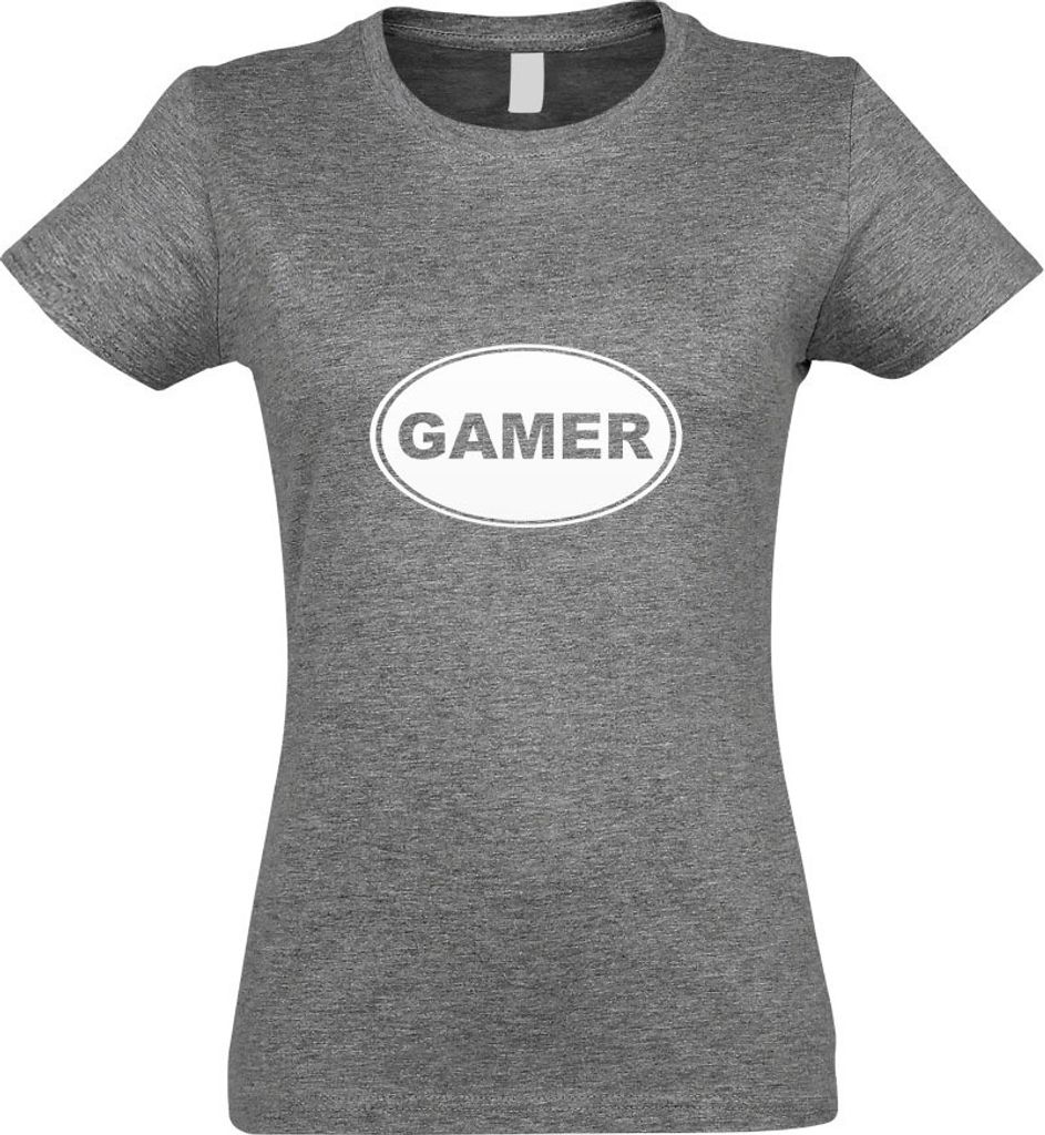 Kiwistar - T-Shirt tailliert - Damen - Graumeliert - Gamer - mit Motiv Bedruckt - Funshirt Design - Sport - Freizeit - Damen - S