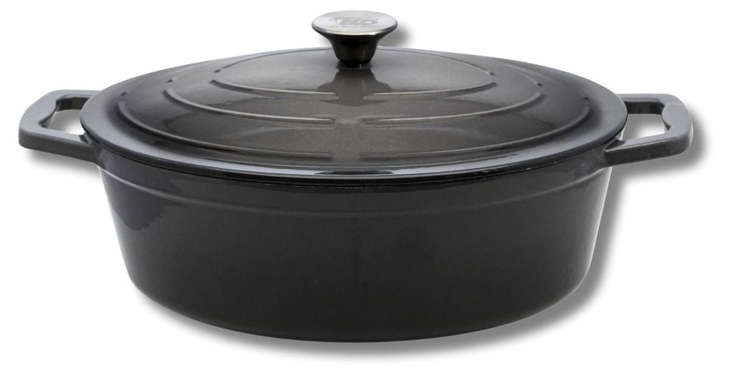 Cocotte ovale en fonte émaillée 33 cm gris classique 5 L Image du produit 
