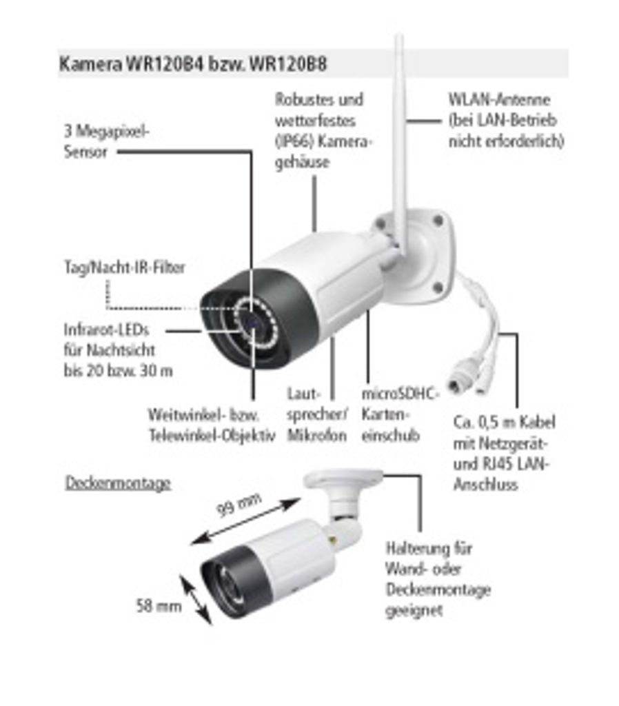 Indexa 26661 3MP WLAN-Überwachungskamera WR120B8