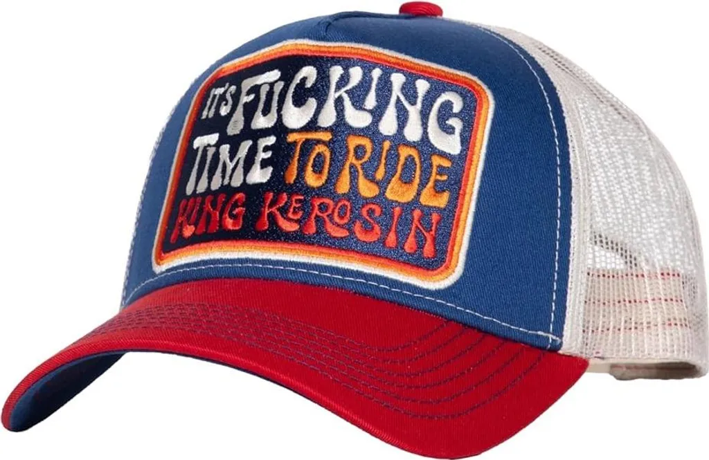 King Kerosin Cap Rosso Blu È tempo di cavalcare - Accessorio Moto