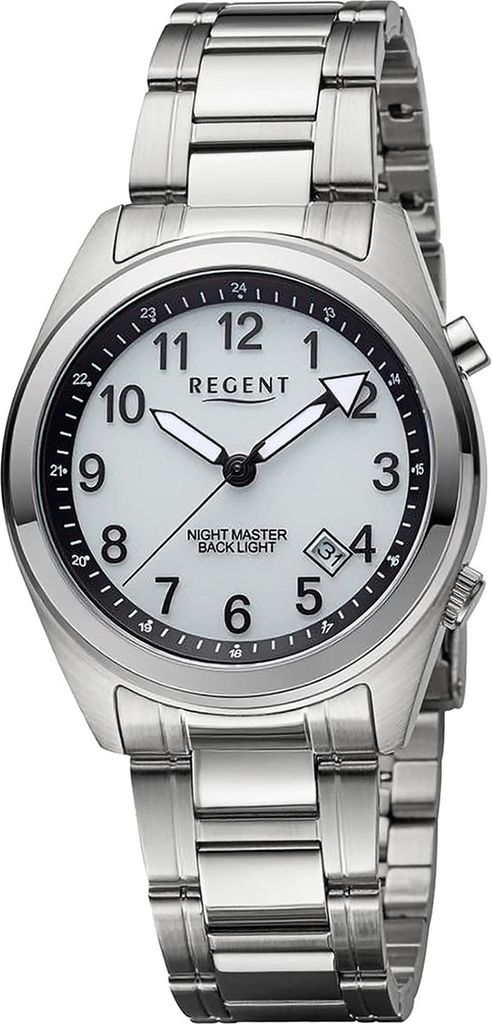 Regent Metall Herren Uhr Armbanduhr Quarz silber Metallarmband D2URBA774