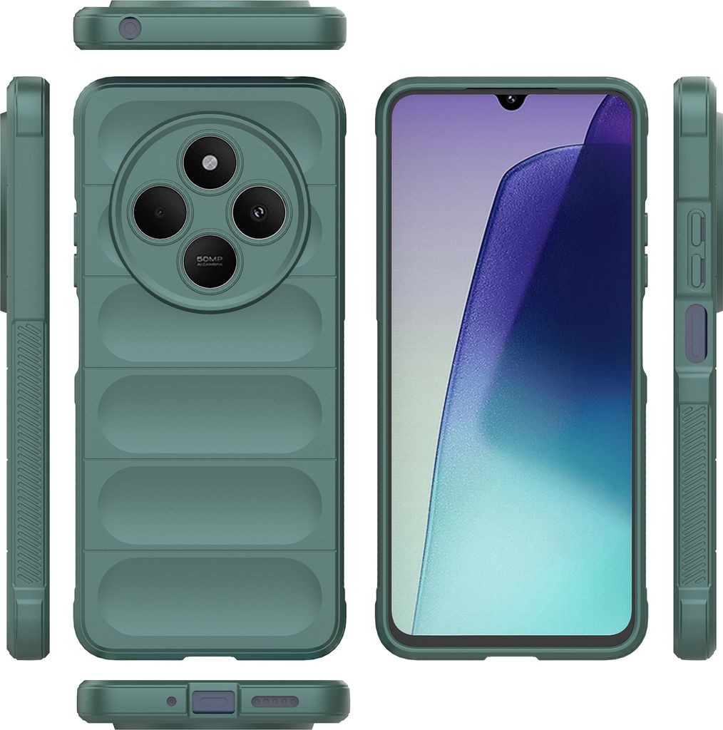 Weiche TPU-Handyhülle Mit Galvanisiertem Rahmen Für Redmi 14C / Poco C75 – Stoßfest & Waschbar In Grün