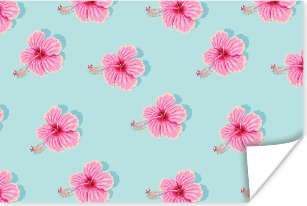 MuchoWow Poster Blumen - Sommer - Rosa - Muster 60x40 cm - Schlafzimmerdekoration
