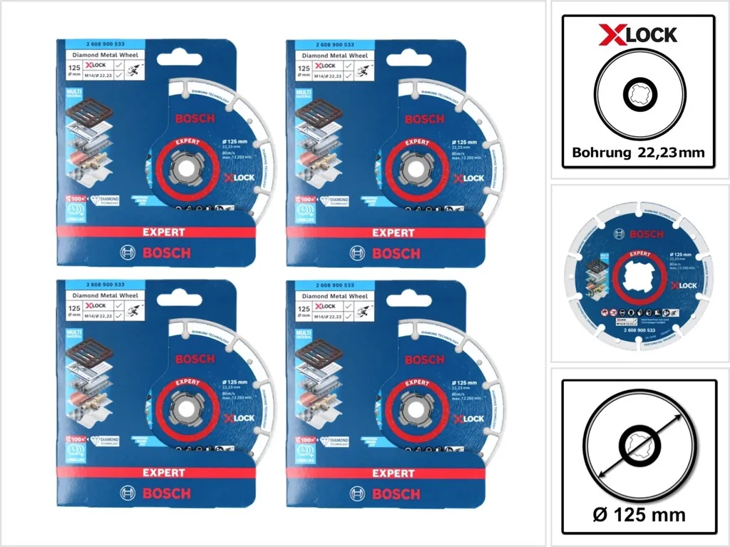 Bosch Expert Diamond Metal Wheel 125mm X-LOCK - Set 4 Dischi
