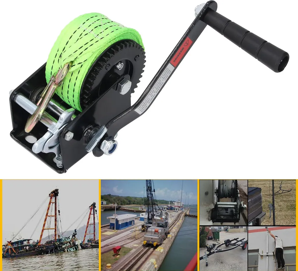 Treuil à manivelle pour remorque de bateau avec sangle polyester noire - 10